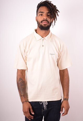 STONE ISLAND MENS VINTAGE POLO SHIRT XL BEIGE 90S