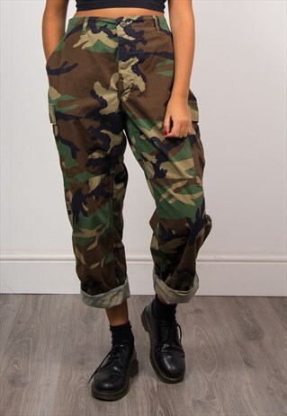 90'S GRUNGE CAMO ARMY CARGO PANTS TROUSERS