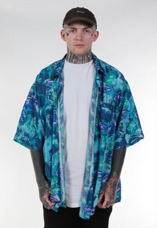 VINTAGE ABSTRACT PRINT FESTIVAL SILK SHIRT