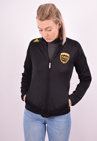 ADIDAS WOMENS VINTAGE TRACKSUIT TOP JACKET MEDIUM BLACK 90S