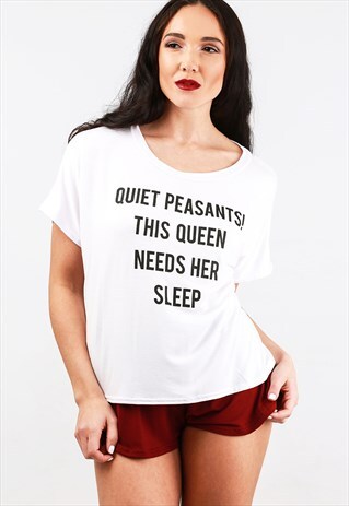 EXCLUSIVE QUEEN SLOGAN T-SHIRT & SHORTS PYJAMA SET