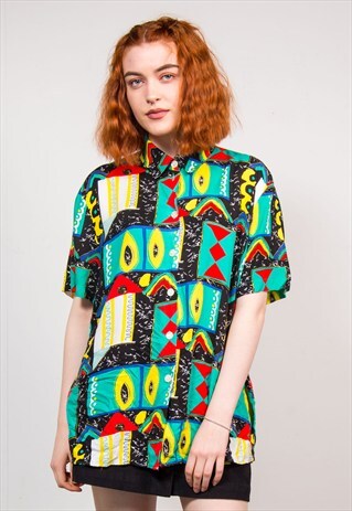 90'S VINTAGE WAVEY PATTERN BRIGHT SHIRT
