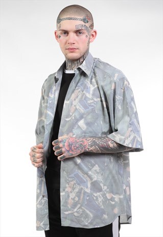 VINTAGE ABSTRACT CRAZY PRINT SHIRT