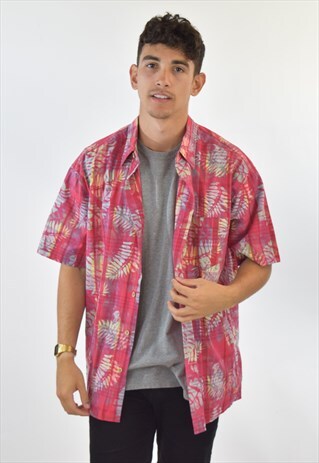 VINTAGE 90S RED BLUE TOMMY HILFIGER HAWAIIAN SUMMER SHIRT