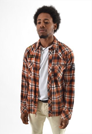 ORANGE CHECK FLANNEL SHIRT CS2795
