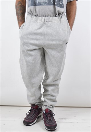NIKE MENS VINTAGE TRACKSUIT TROUSERS LARGE GREY 90S
