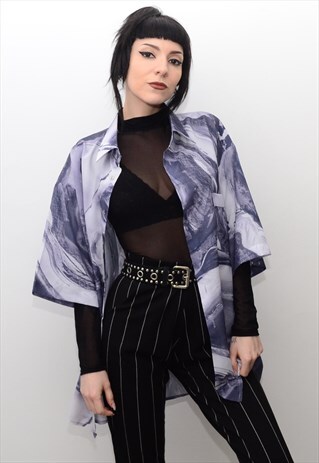 VINTAGE 90'S WAVY MARBLE PATTERNED BOYFRIEND SHIRT