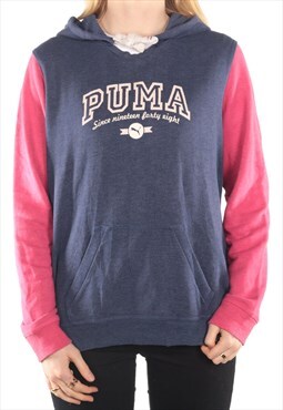 Puma -  Blue Printed Spellout Hoodie- Large