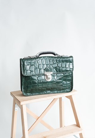 VINTAGE 60S MESSENGER BAG IN REPTILE PATTERN