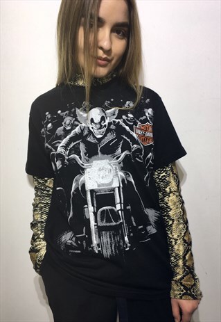 VINTAGE 90' AMAZING UNISEX BLACK HARLEY DAVIDSON T-SHIRT