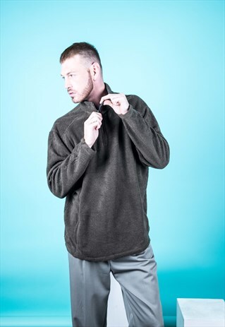 VINTAGE FLEECE JACKET IN BROWN WITH A 1/4 ZIP