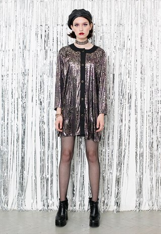 VINTAGE METALLIC DRESS MINI PARTY SHINY