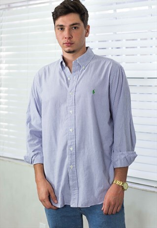 VINTAGE POLO RALPH LAUREN SHIRT LOGO 90S L 7.8