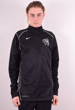 NIKE MENS VINTAGE TRACKSUIT TOP MEDIUM BLACK 90S