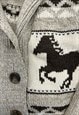 VINTAGE ABSTRACT KNITTED CARDIGAN HORSE PATTERNED SWEATER