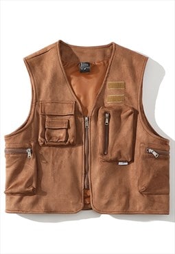 Workwear vest sleeveless jacket utility tank top cargo gilet