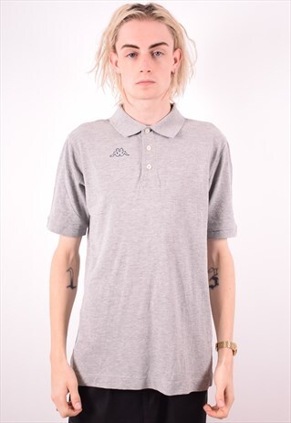 KAPPA MENS VINTAGE POLO SHIRT LARGE GREY 90S