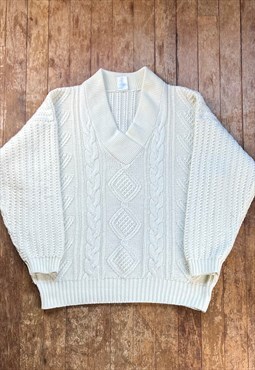Vintage Cream Cable Knitted Jumper  