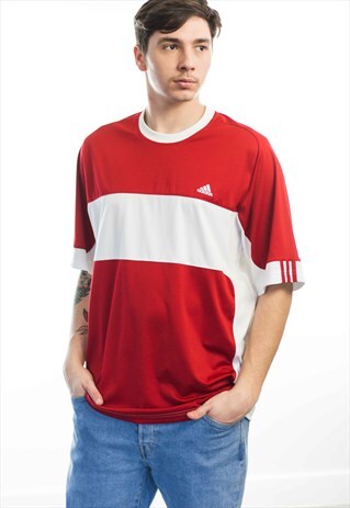 VINTAGE ADIDAS LOGO JERSEY T-SHIRT 90S XL 7.7