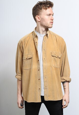 VINTAGE CORDUROY CORD SHIRT BEIGE