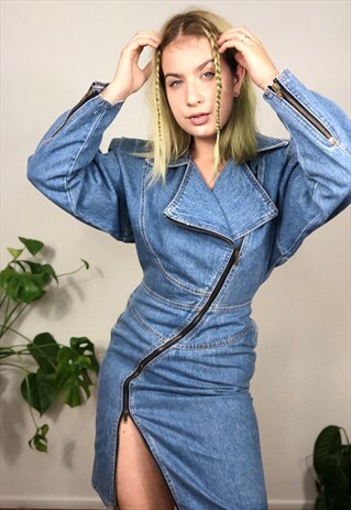 80S VINTAGE DENIM MIDI DRESS