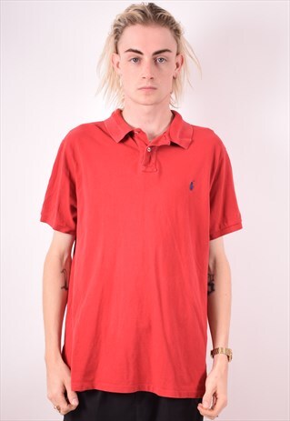 POLO RALPH LAUREN MENS VINTAGE POLO SHIRT XL RED 90S