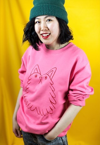 AWESOME PINK CAT SWEATSHIRT