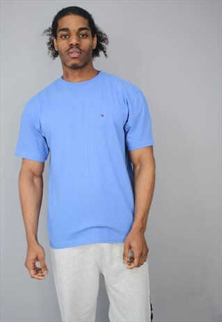 VINTAGE TOMMY HILFIGER BABY BLUE LOGO T-SHIRT