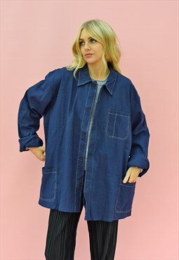 Vintage Blue Denim French Chore Shirt / Jacket