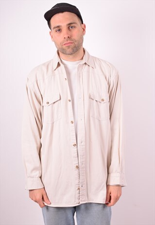 MENS VINTAGE DENIM SHIRT XL GREY 90S