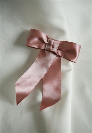 DUSTY PINK SATIN HAIR BOW
