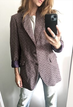 Purple Patterned Embroidered Blazer