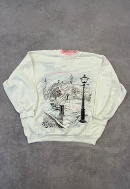Vintage Sweatshirt Cottagecore Street Patterned Jumper