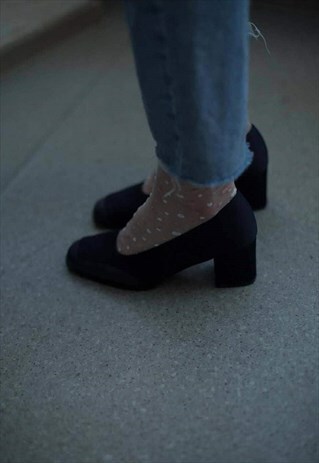 VINTAGE 80'S NAVY MID HEELED SHOES