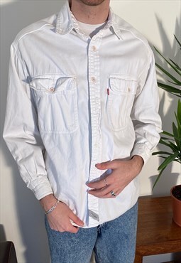 vintage white levis heavy cotton long sleeved shirt