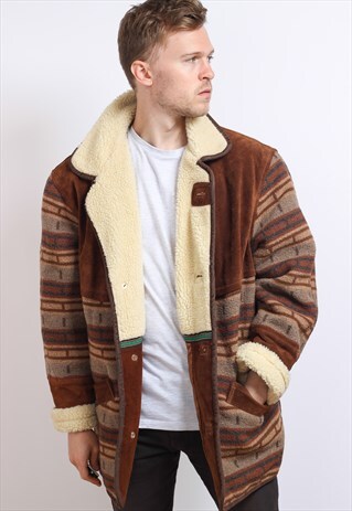 VINTAGE AZTEC FLEECE LINED JACKET