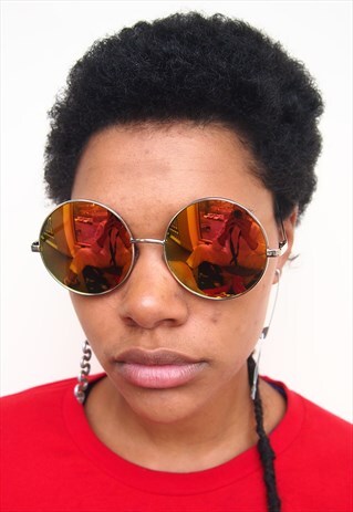 ORANGE REFLECTIVE OVERSIZED SUNGLASSES