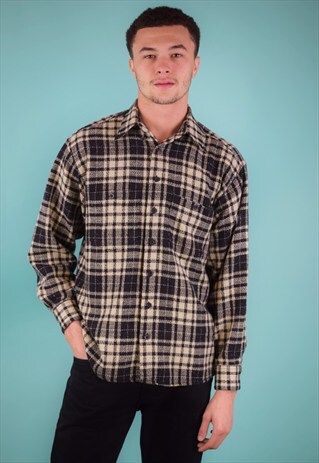 VINTAGE 90'S CHECKED WOOL SHIRT