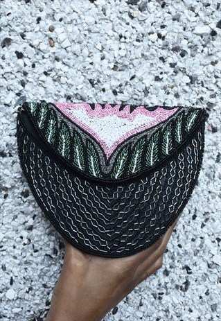 VINTAGE 80'S BEADED EVENING CLUTCH BAG