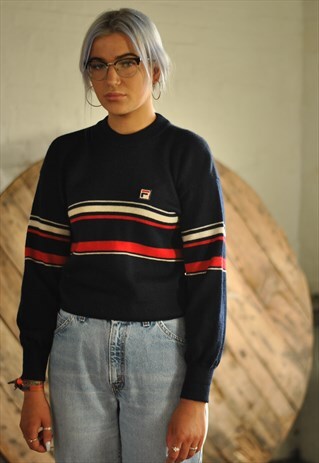 80S FILA STRIPED KNITTED JUMPER MADE IN ITALY