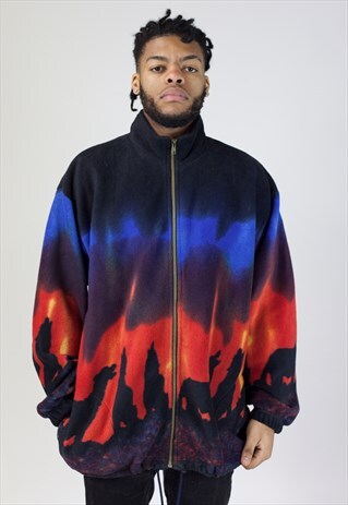 VINTAGE HOWLING WOLF PATTERNED FLEECE