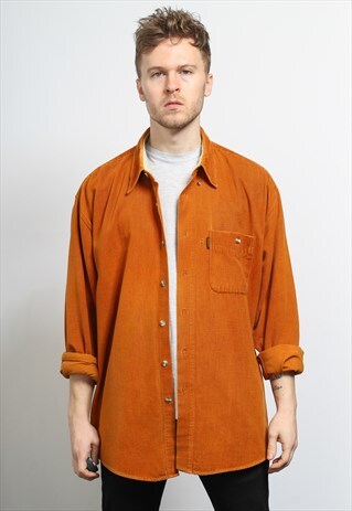 VINTAGE CORDUROY CORD SHIRT ORANGE