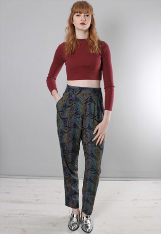 VINTAGE 90S PAISLEY PATTERNED HIGH WAISTED TROUSERS