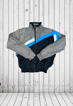 vintage black blue festival windbreaker jacket 