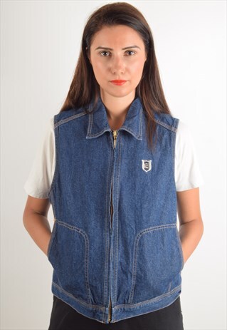 RARE VINTAGE ESCADA SPORT DENIM VEST SIZE L (1342)