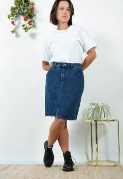 Vintage Denim Midi Skirt Size 10