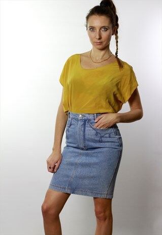 VINTAGE DENIM / JEAN PENCIL SKIRT LIGHT BLUE WOMEN