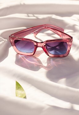 Transparent Purple Chunky Bevelled Square Sunglasses