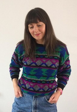 Vintage 80s Abstract Knit Jumper