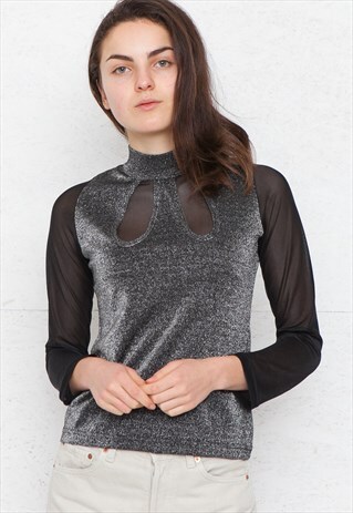 VINTAGE SILVER MC LONG SLEEVE TOP